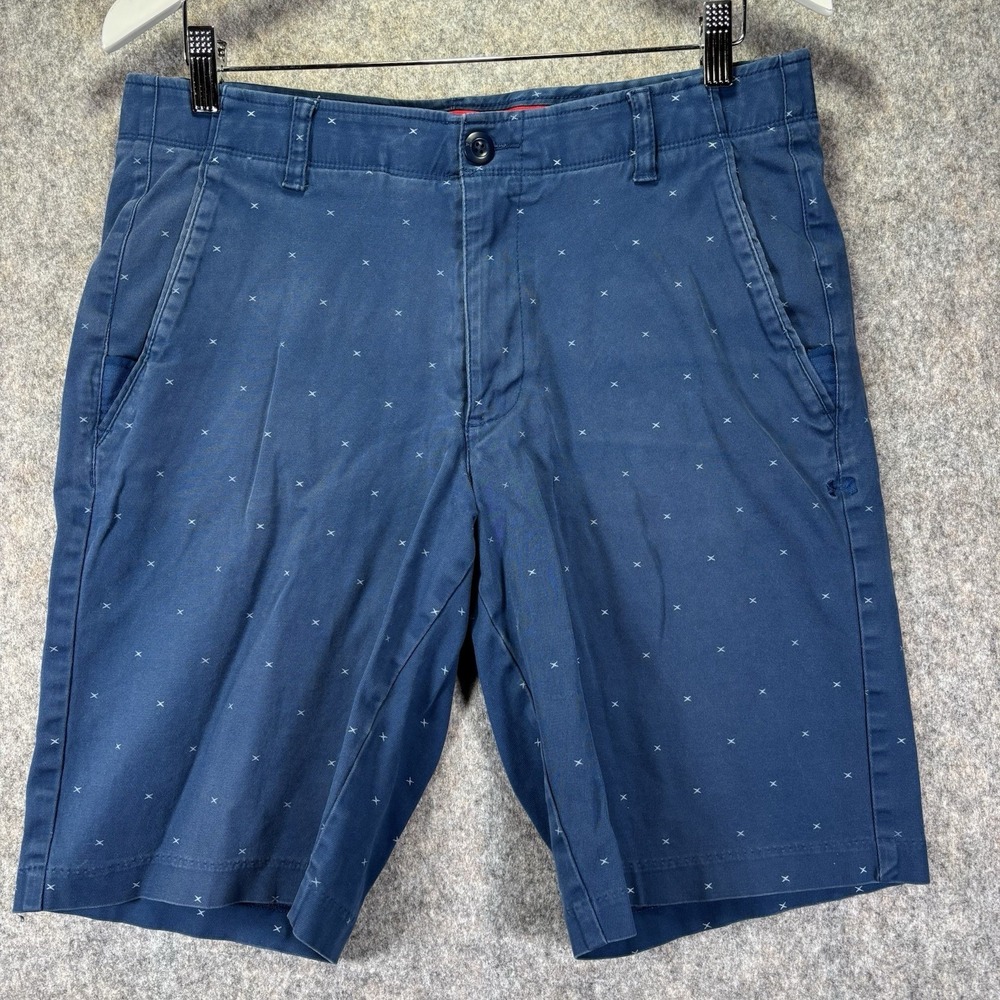 Under Armour Mens Size 34 Golf Shorts Blue Embroidered Loose Heat Gear UA Tech